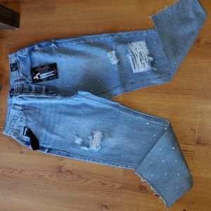 Simple Society denim jeans distressed studded brand new
